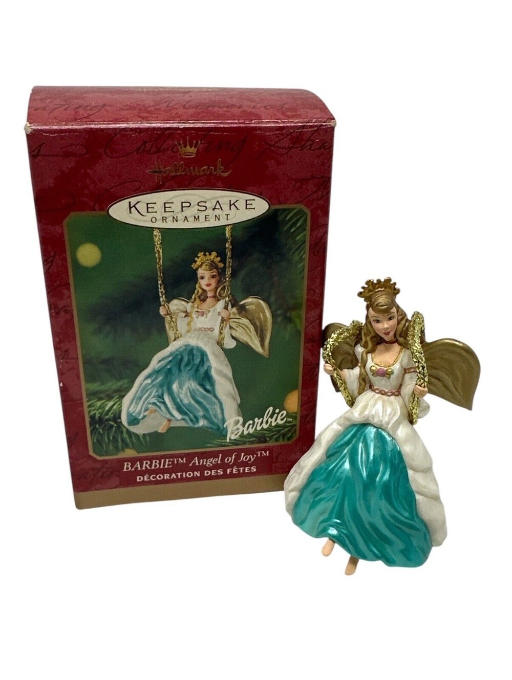 Hallmark Keepsake Ornament Barbie Angel of Joy Swinging Gold Teal Aqua 2000